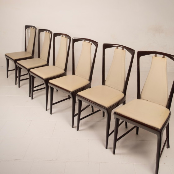 Osvaldo Borsani Sedie da Pranzo Italiane Mid Century in Mogano Tinto per ABV 1950 – Wood, Mid Century Modern (photo 6 of 20)