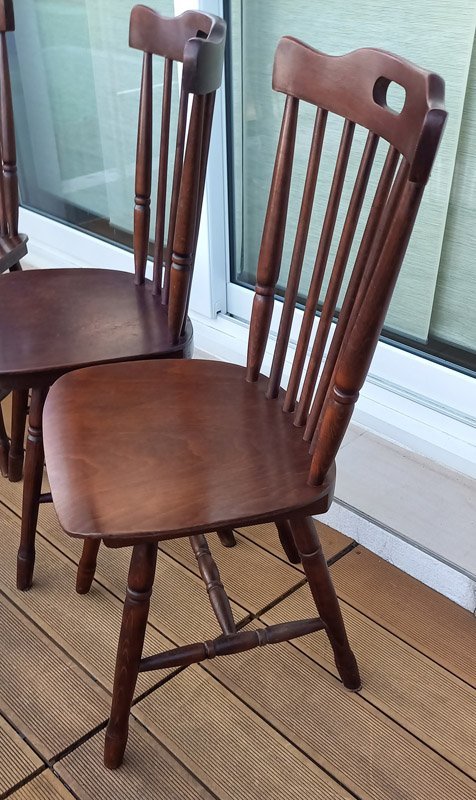 Image 1 of 4x Chaises Bistrot Western Vintage