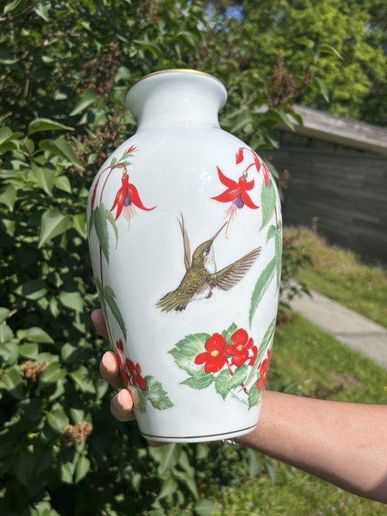 Image 1 of Franklin Porcelain The Garden Bird Vase & The Meadowland Bird Vase 
