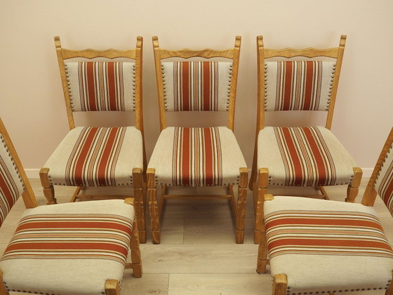 Set di Sedie da Pranzo di Henning Kjærnulf, Struttura in Rovere Massiccio, Danimarca, anni '60 – Textile (photo 4 of 13)