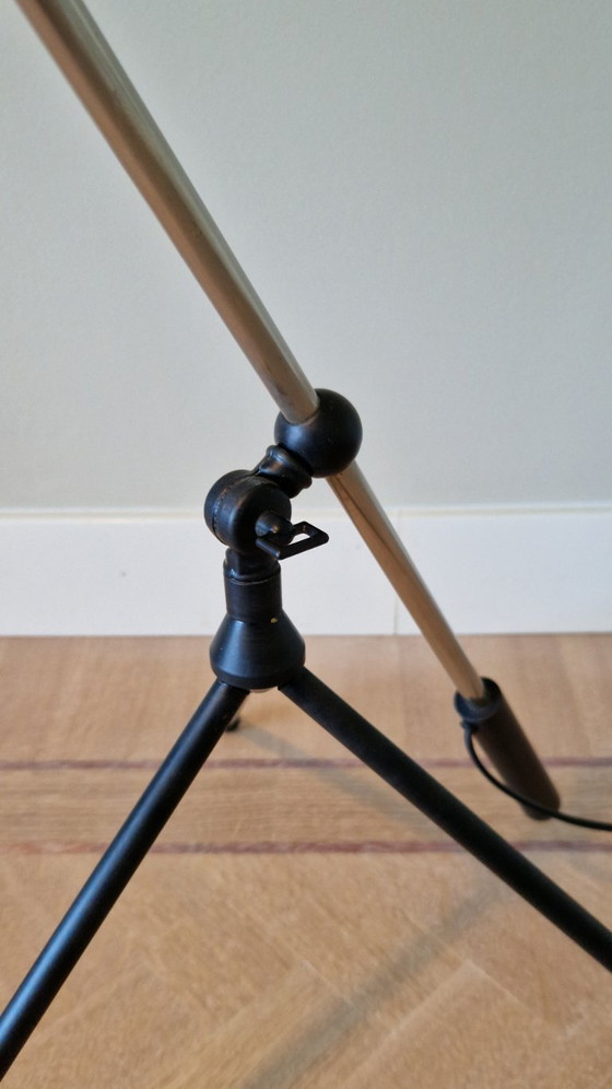 Image 1 of Vintage Stilnovo style floor lamp, black metal, Italian design, 1960s