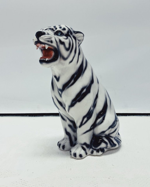 Statue de tigre blanc en céramique