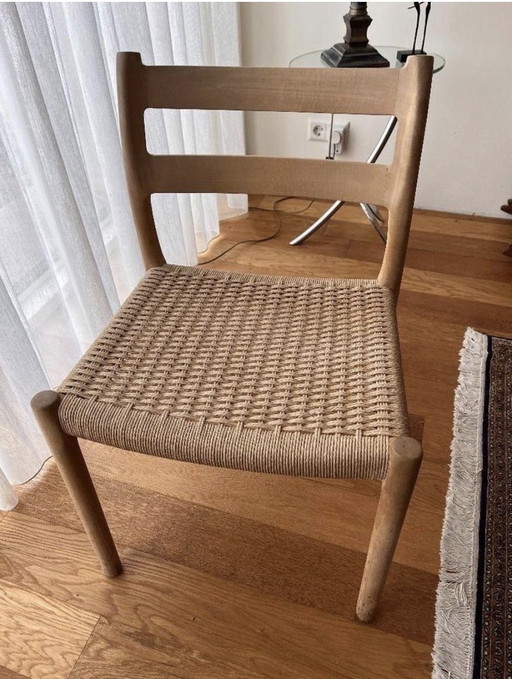 6 Stühle aus Papierkordel, dänisches Design, J.L. Møllers Modell 84