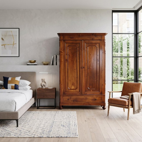 Antique Wardrobe in Solid Walnut, Restored, Italy Mid 19th Century – Wood (photo 4 of 21)