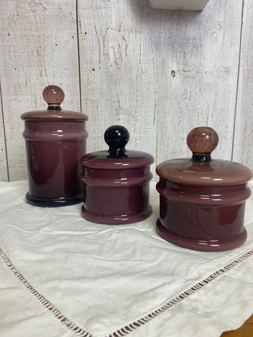Set di 3 bicchieri vintage in vetro opalino