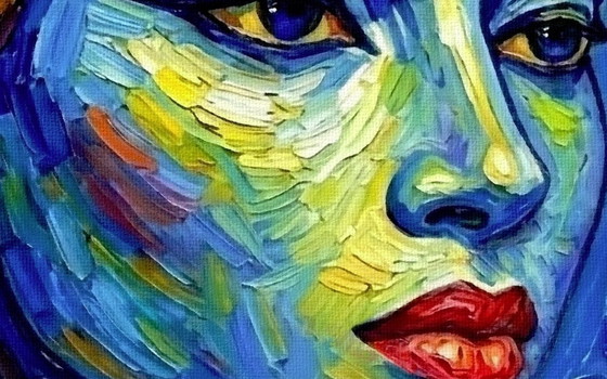 Image 1 of Schilderij op canvas, Egyptisch / Van Gogh-stijl (60x60cm)