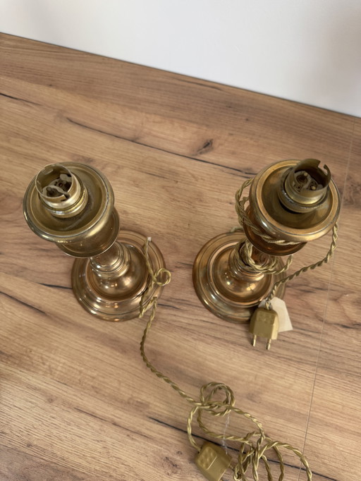 Vintage messing kandelaarlampen