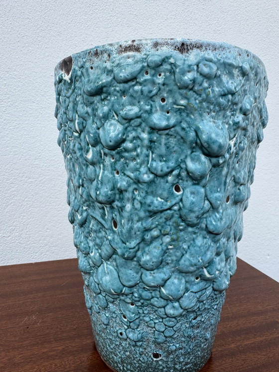 Image 1 of Vase céramique écume bleu années 60