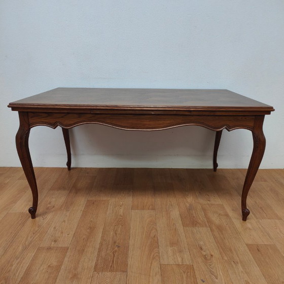 Image 1 of Vintage landelijke eettafel eetkamertafel tafel hout uitschuifbaar
