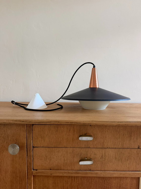 Vintage Danish copper glass pendant - 1960's style lamp, Danish design, Pendant lamps, Aluminium, Black (photo 5 of 9)