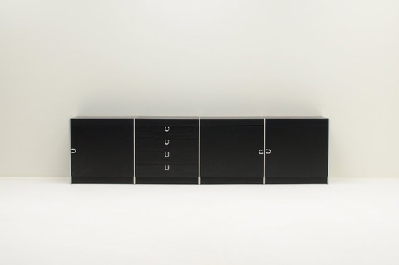 Image 1 of Grande credenza nera e in alluminio di Interlübke, Germania anni '80.