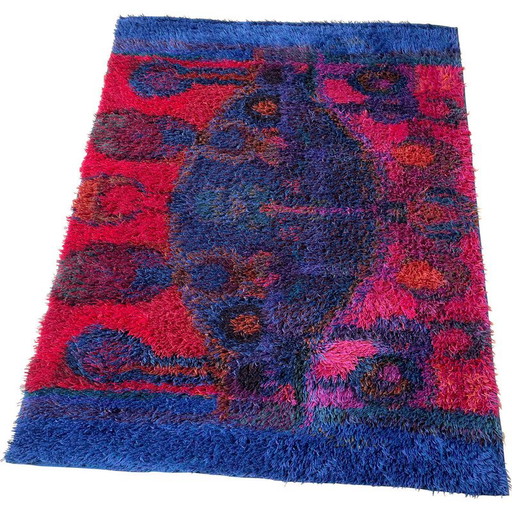 Alfombra escandinava vintage de lana Rya, de Oili Maki para Finnrya Oy AB, Finlandia, década de 1950