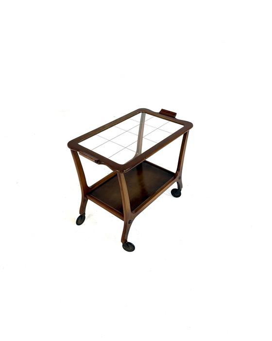 Image 1 of Vintage teakhouten trolley ‘60