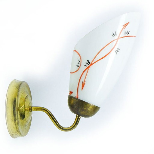 Glass Wall Lamp, Poland, 1950s – wandlampen, Metal (photo 2 of 10)