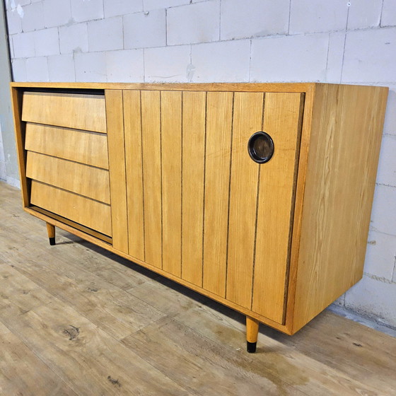 Image 1 of Vintage Ash Wood Fine Veneer Sideboard / Sideboard Erich Stratmann Oldenburger Werkstätten, Drawers and Cabinet