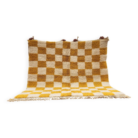 Tappeto Beni Ouarain a scacchiera 186x178 cm – Lana spessa – Motivo a scacchi ocra – Tappeti, Cotone (photo 2 of 9)