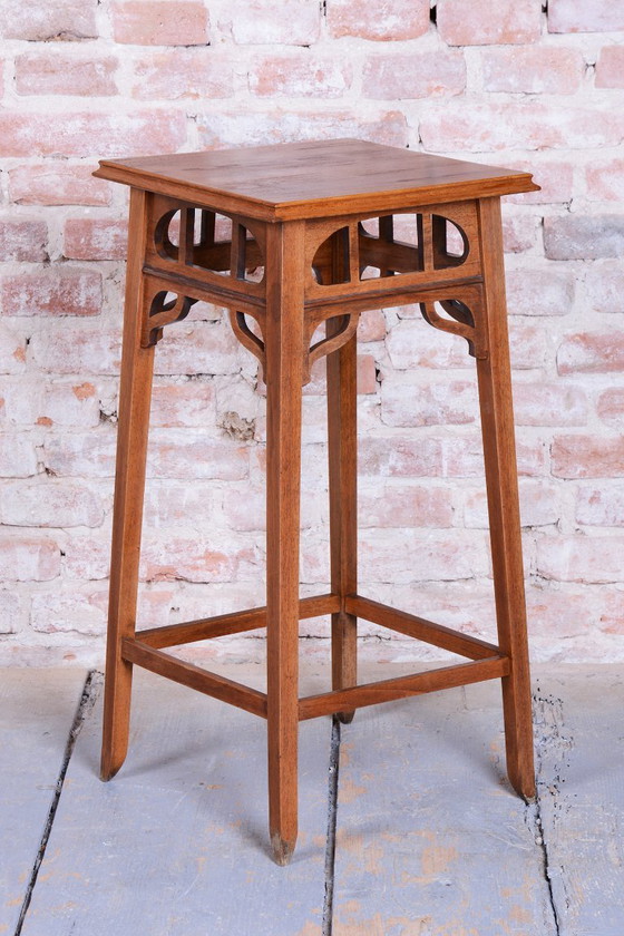 Restored Art Nouveau Pedestal, Walnut, Revived Polish, Czech, 1900s – Column, Wood (photo 5 of 14)