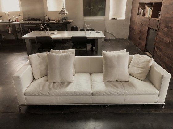Image 1 of B&B Italia George – Iconische designbank 240 cm in gebroken wit leer zeer goede conditie