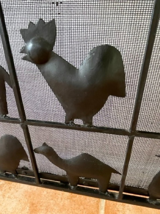 Image 1 of Parascintille in ferro battuto a forma di animale, stile Atelier Marolles, Francia, 1950