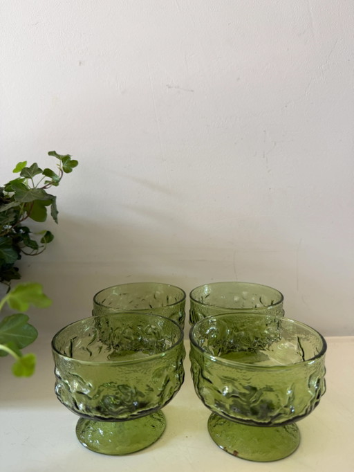 Set of 4 vintage Italian glass coupes