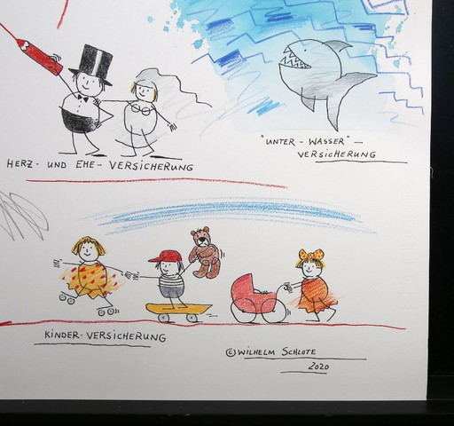 Schlote, Wilhelm - Insurances - Original design drawing - signed UNIKAT