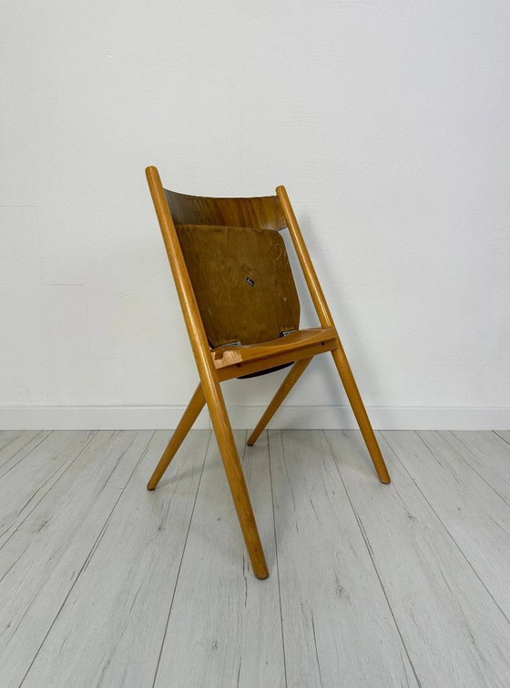 Image 1 of Vintage Hiller stapelbare multiplex stoelen, Duitsland, jaren 1950, in de stijl van Egon Eiermann.