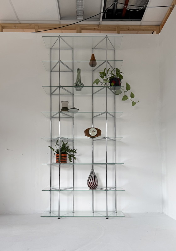 Vintage Chroom & Glazen Wandrek ‘Narr’, Richard Clack ‘90 – IKEA, Wandkast, Chrome, Glass (photo 4 of 13)