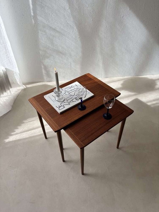 Set of Danish 1960s mimiset side tables teak