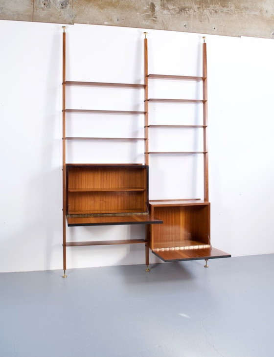 Image 1 of ITALIAANSE MODULAIRE VLOER- EN PLAFONDPLANKENSET VAN PALISSANDERHOUT, JAREN 60