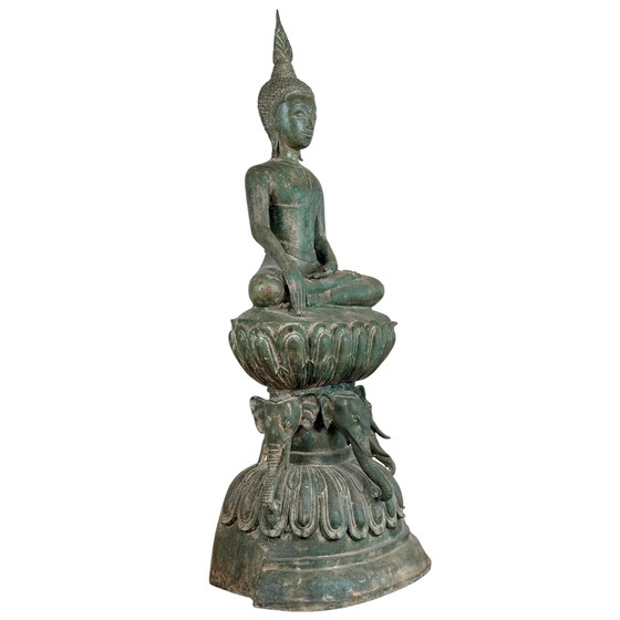 Buda Shakyamuni birmano monumental del siglo XIX en trono de elefante – 118 cm – Lote 755 – Esculturas (photo 5 of 11)