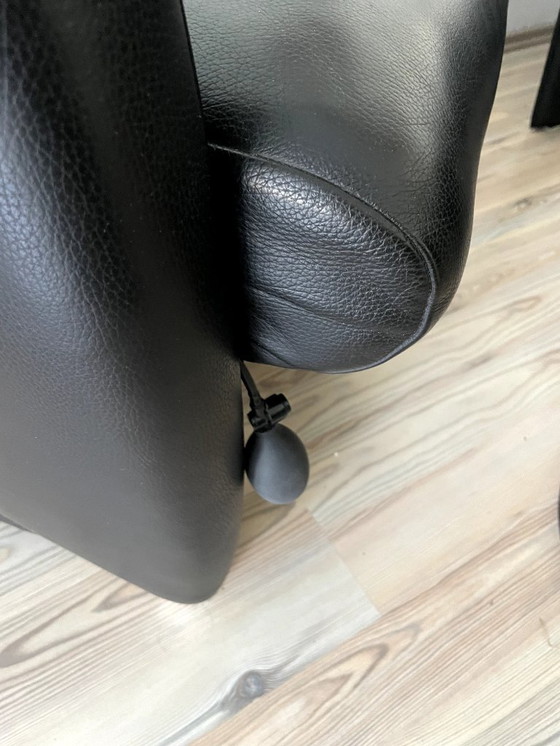 Image 1 of Conjunto de cuero JORI - sofá + 2 sillones - cuero auténtico negro, diseño clásico