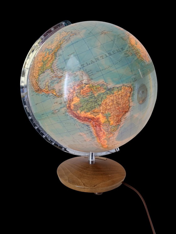 Image 1 of Globo – Mappamondo – Lampada da tavolo – Columbus Duplex anni &#39;70