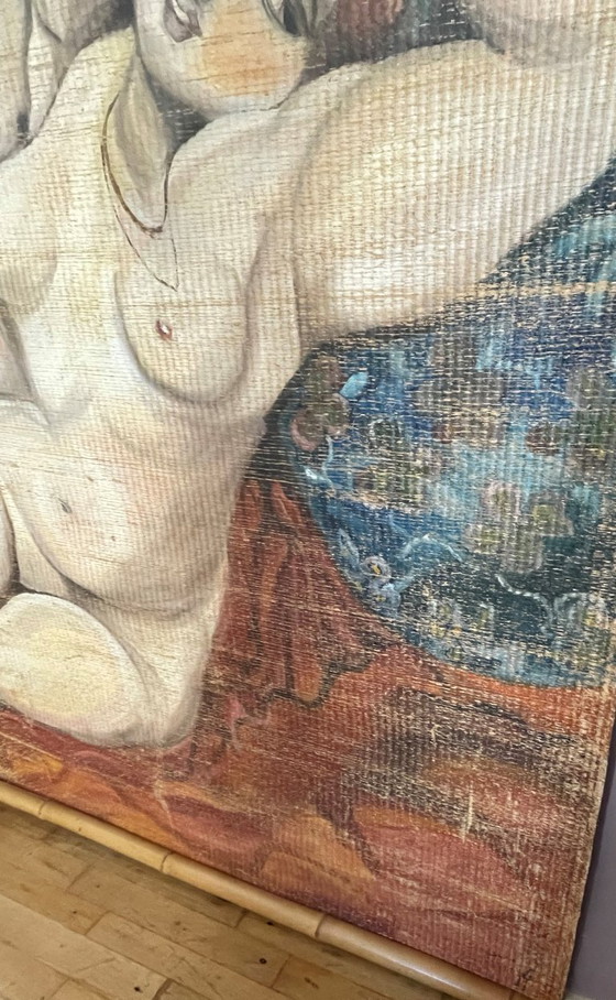 Image 1 of Art Deco Cubist style decoration painted on bamboo