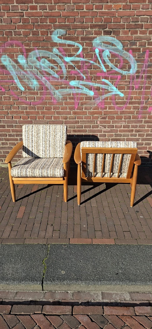 2 dänische Sessel aus den 1970er Jahren mit Originalpolsterung