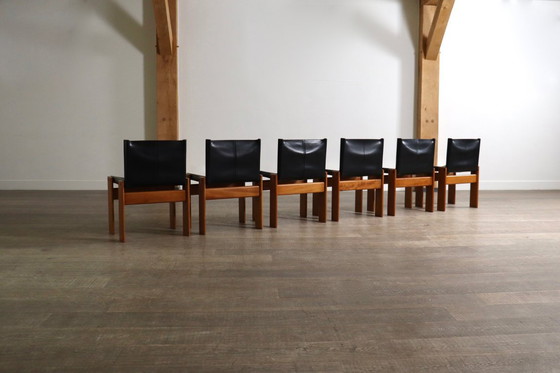 Image 1 of Juego de 6 sillas de comedor Monk diseñadas por Afra y Tobia Scarpa para Molteni, Italia, 1974.