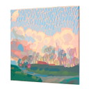 Schilderij van zon en wolken, handgeschilderd uniek stuk, natuur, landschapsschilderij, lucht, acrylverfschilderij 40x40cm