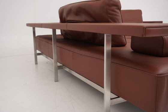 Image 1 of Canapé d'angle Rolf Benz Dono en cuir marron cognac avec canapé-lit gigogne