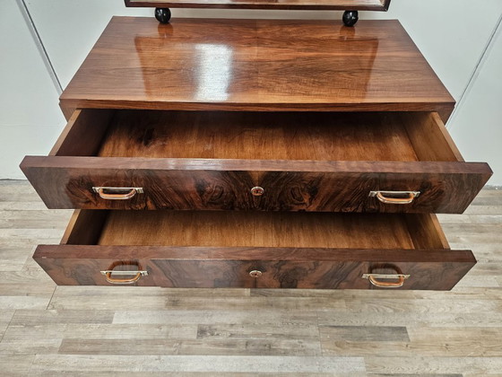 Image 1 of Exclusive 1940s Art Decò sideboard in walnut burl with mirror