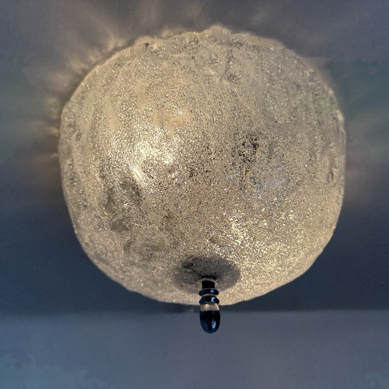 Image 1 of Vintage matglazen plafondlamp , jaren 1970