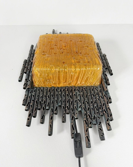 Image 1 of Brutalistische Wandleuchte/Wandlampe Marcello Fantoni, Italien, 1970er Jahre