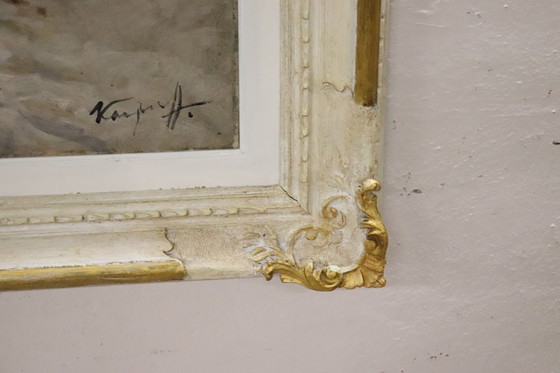 Image 1 of Dipinto ad olio su tela, Paesaggio invernale, firmato Karpoff