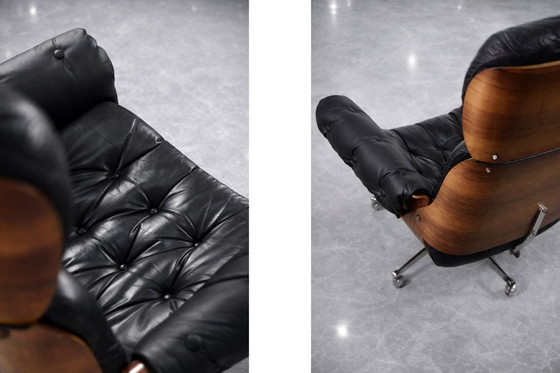 Image 1 of Vintage Mid-Century Modern Swiss Leather&Bentwood Lounge Chair by Martin Stoll for Giroflex, 1960s