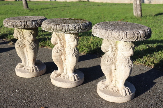 Image 1 of Set da giardino con tavolo e 6 sgabelli, Italia, inizio XX secolo