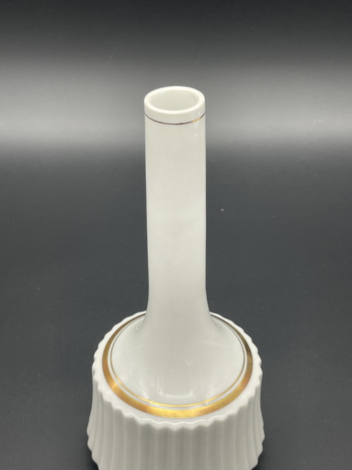 Freiberger Porzellan Stem Vase Made in GDR White Gold – 21.5 cm – vazen, Porcelain (photo 2 of 5)