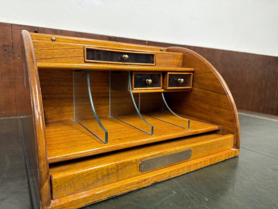 Organizzatore da scrivania inglese originale Globe Wernicke – Accessori da tavola, Vetro, Legno (photo 9 of 14)
