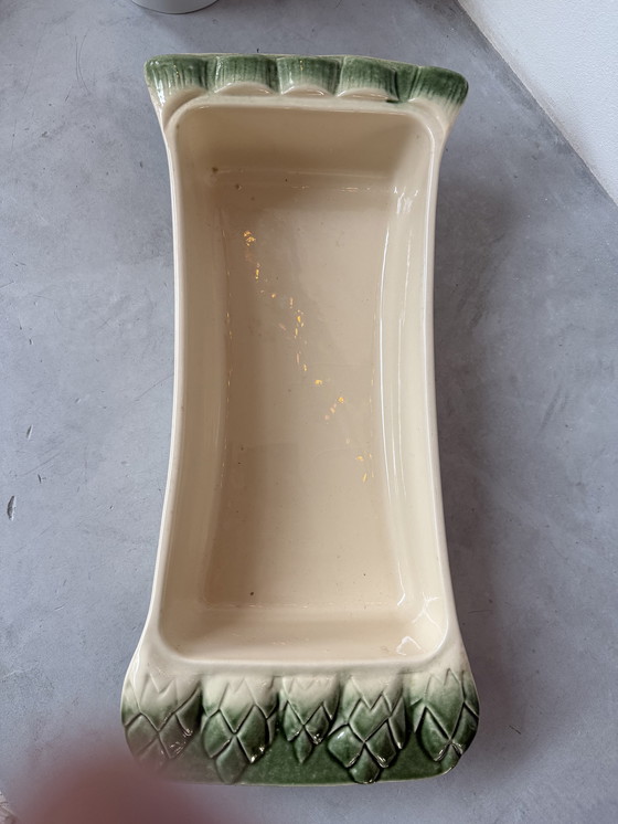 Image 1 of Vintage Breton majolica asparagus dish BCI – France