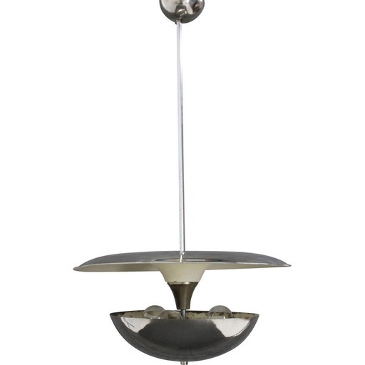 Vintage Bauhaus kroonluchter in chroomstaal voor Anyz, Tsjecho-Slowakije 1930