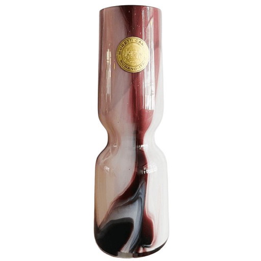 Vintage Mid-Century Carlo Moretti Murano Vase Marbled Opaline White Purple 1970s – vazen, Murano Glass
