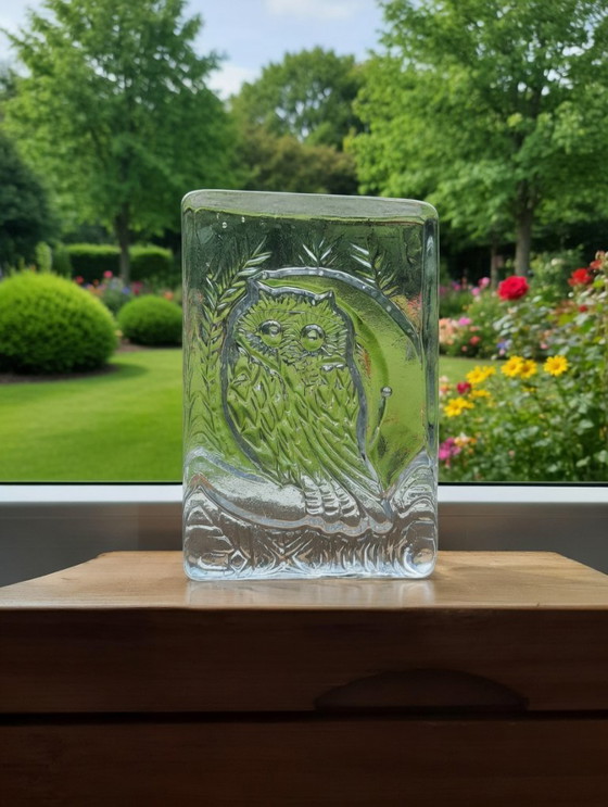 Image 1 of Magnifique hibou en cristal – Ingridsgläser Bleikristall Allemagne 1970