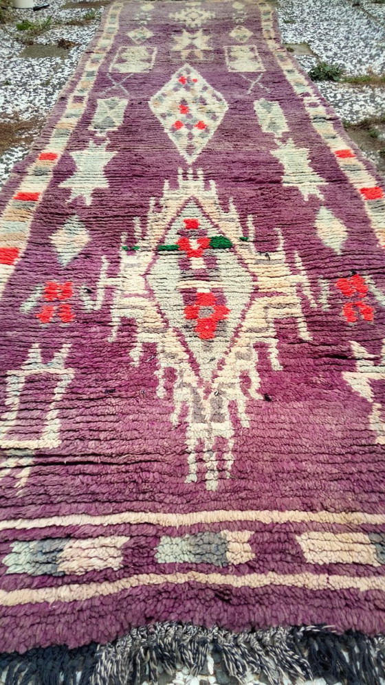 Image 1 of Hand-knotted Berber wool rug 332x83cm